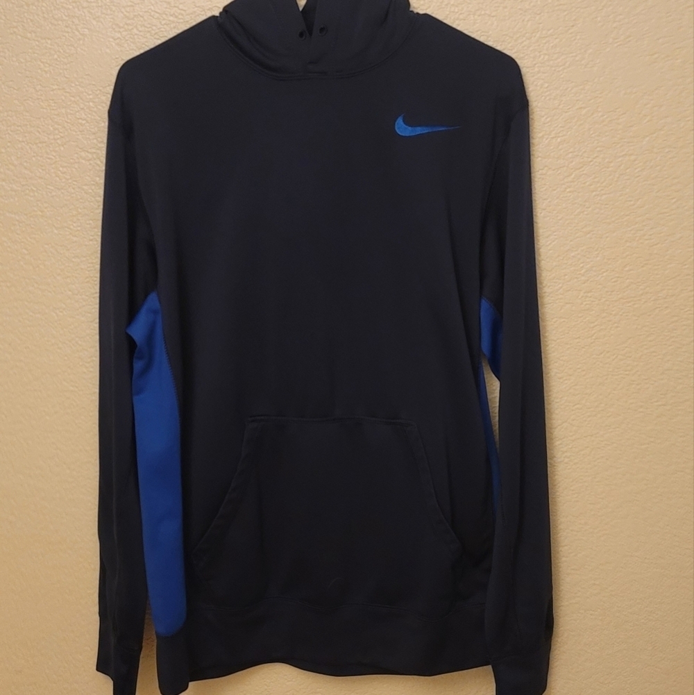 Navy Blue and Bright Blue Men's Hoodie Size Medium